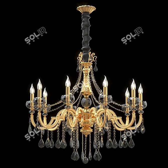 Elegant Crystal Waterfall Lamp 3D model image 1