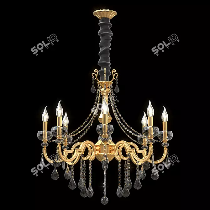 Crystal Cascade Pendant Lamp 3D model image 1