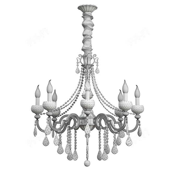 Crystal Cascade Pendant Lamp 3D model image 3