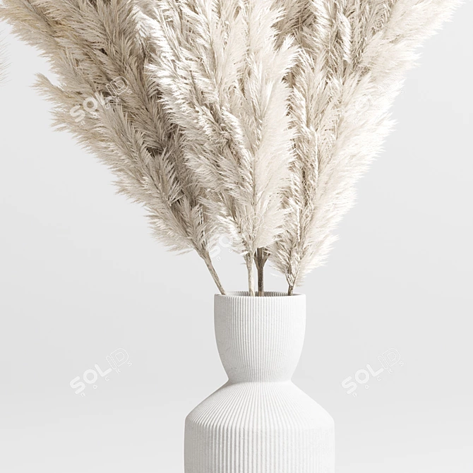 Concrete Vase Bouquet with Pampas and Dry Hogweed 3D model image 5