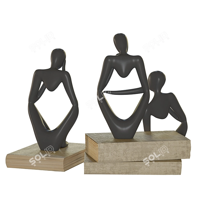 Modern Abstract Resin Sculpture 3D model image 4