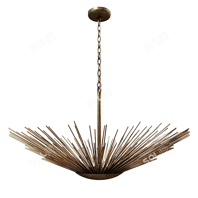 Title: Gilded Helios Pendant Chandelier 3D model image 2