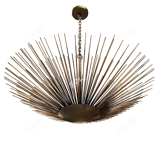 Title: Gilded Helios Pendant Chandelier 3D model image 3