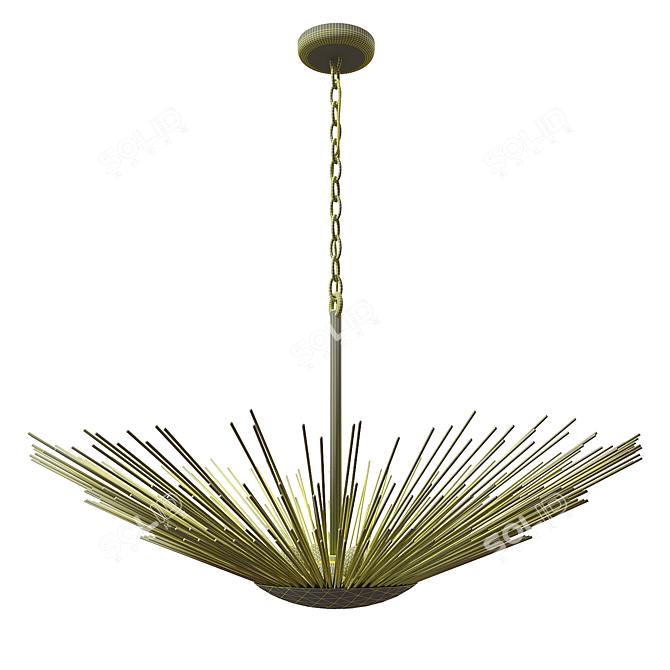 Title: Gilded Helios Pendant Chandelier 3D model image 6