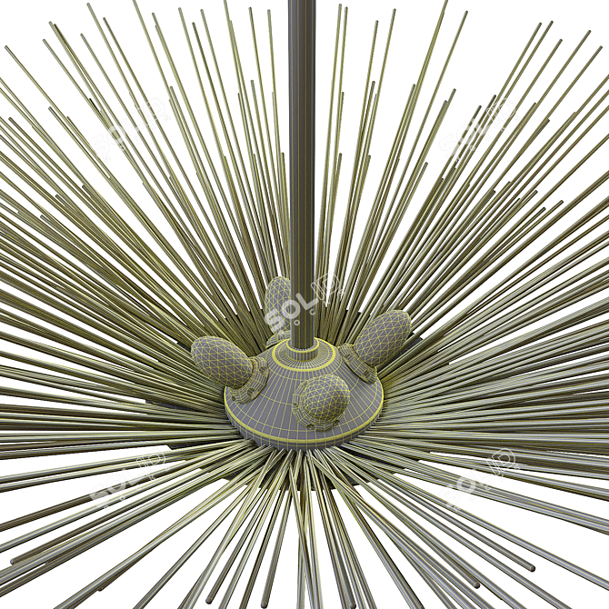 Title: Gilded Helios Pendant Chandelier 3D model image 7