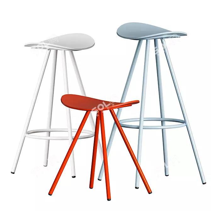 ENEA Coma 4L Stool - Lightweight and Stylish Seating Solution 3D model image 1