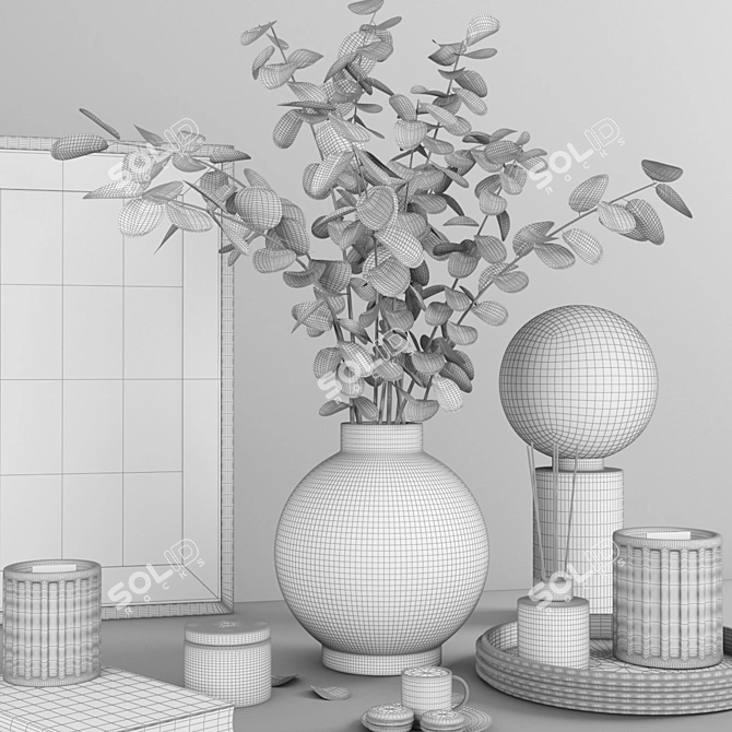 Elegant Dry Flower Decor Set 3D model image 4