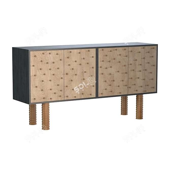 Custom Brutalist Peg Sideboard: Stunning Postmodern Cabinet 3D model image 1