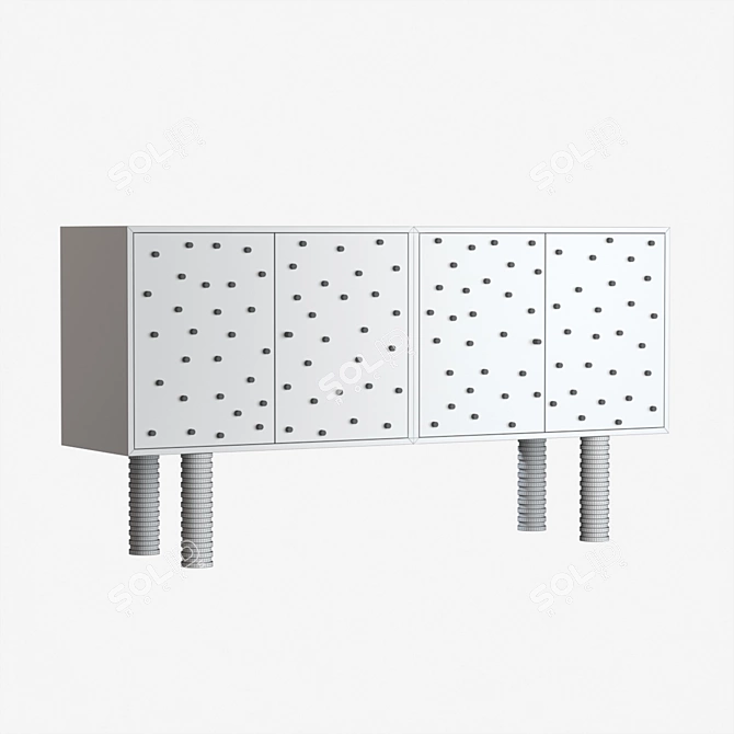 Custom Brutalist Peg Sideboard: Stunning Postmodern Cabinet 3D model image 2