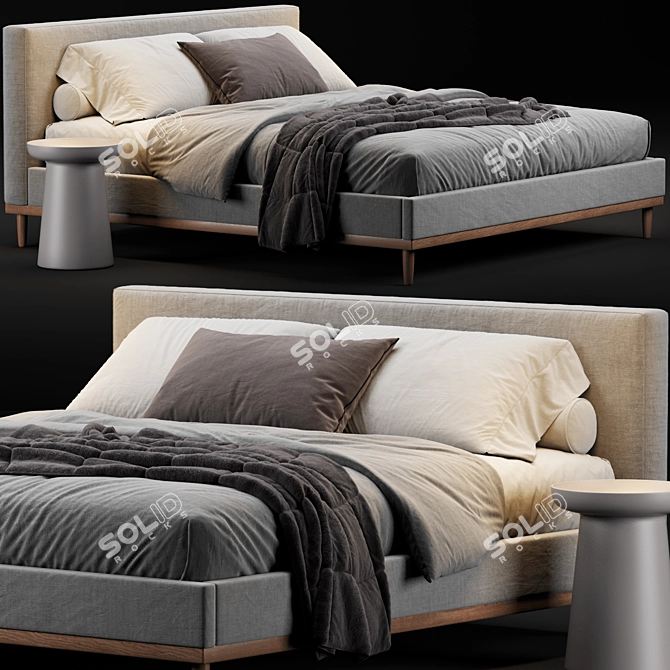 West Elm Newport Bed: Modern Elegance for Your Bedroom 3D model image 1