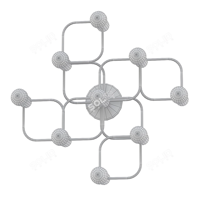 Elegant Brass Ceiling Lamp by Leola 3D model image 2