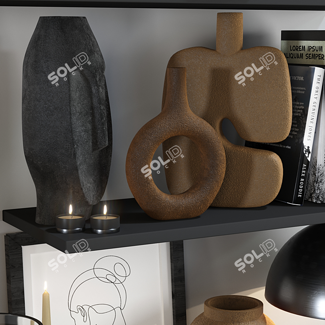 Stylish Decor Set: Vases & Candlestick 3D model image 4