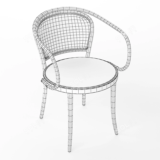 Pale Green Cane Armchair: Classic Elegance 3D model image 6