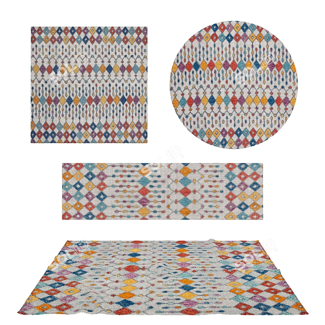 Versatile Set of 8 Rugs 3D model image 1