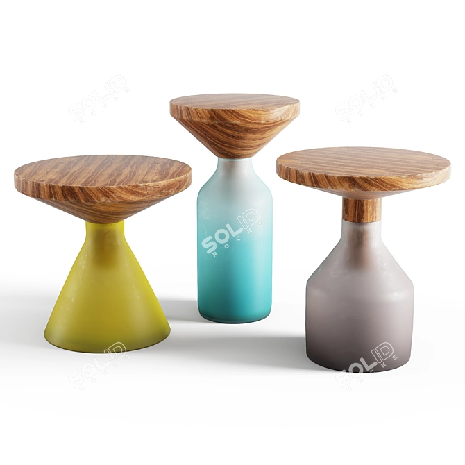 Congruent Series Side Tables: Old and New Materials 3D model image 1