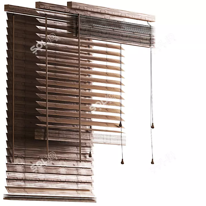 Natural Wood Horizontal Blinds 3D model image 3