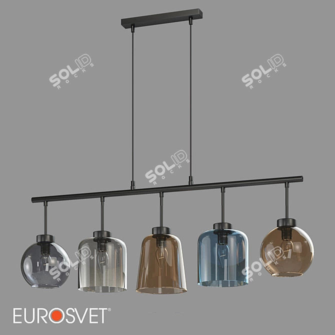 Sleek Black Glass Pendant Light 3D model image 1