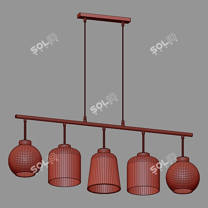 Sleek Black Glass Pendant Light 3D model image 2