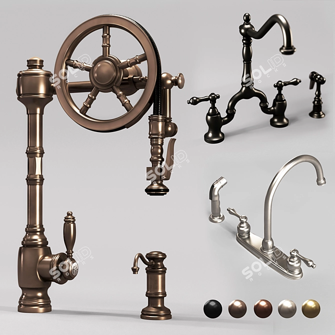 Rustic Elegance: Waterstone & Kingston Faucets 3D model image 1