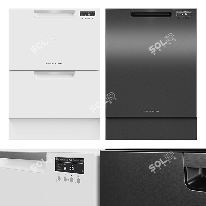 Fisher & Paykel Dishwasher: Sleek, Efficient, Powerful 3D model image 1