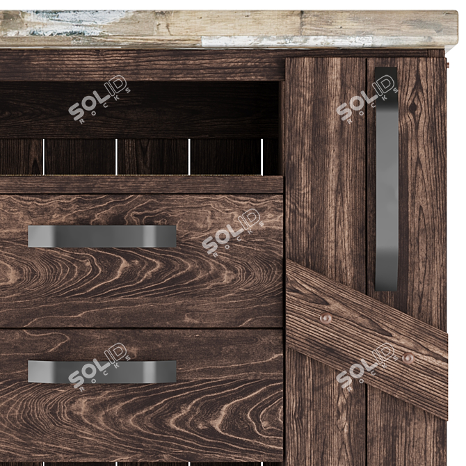 Multifunctional Wooden Kitchen Island - Drawer Pedestal 3D model image 5