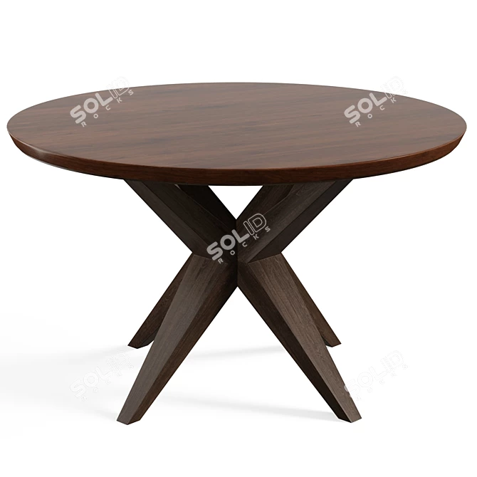 Mid-Century Modern Hazelnut Dining Table 3D model image 1