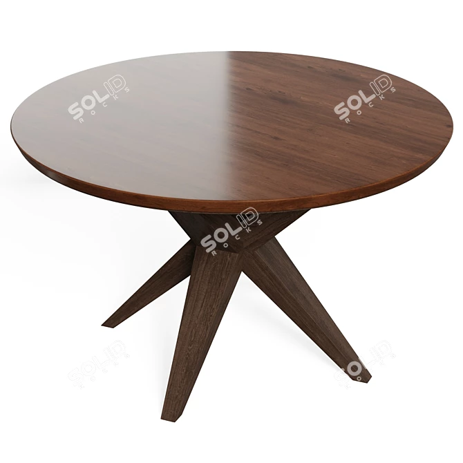 Mid-Century Modern Hazelnut Dining Table 3D model image 3