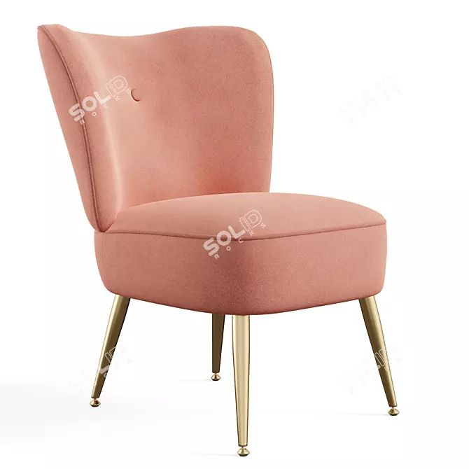 Golden Flare Velvet Chair 3D model image 1