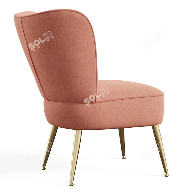 Golden Flare Velvet Chair 3D model image 3