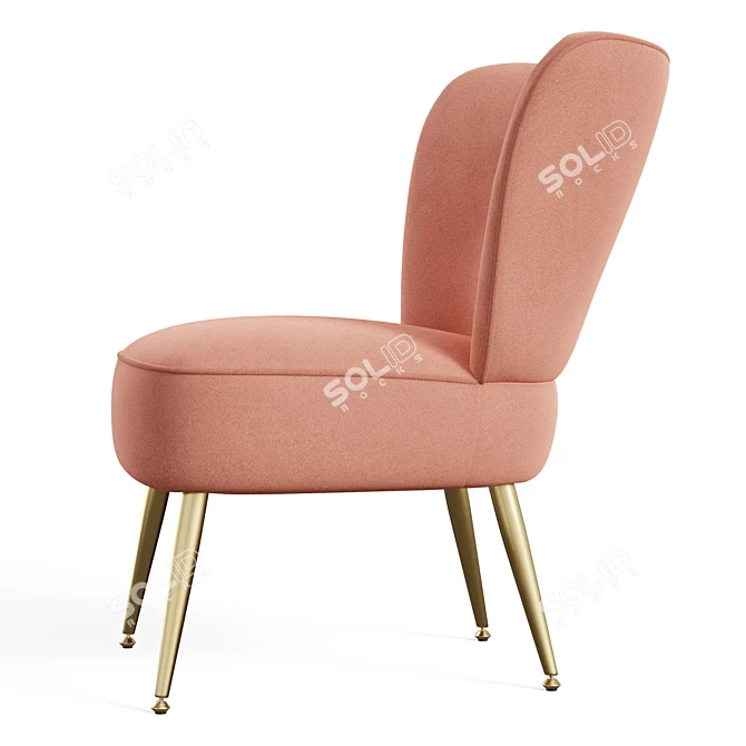 Golden Flare Velvet Chair 3D model image 5