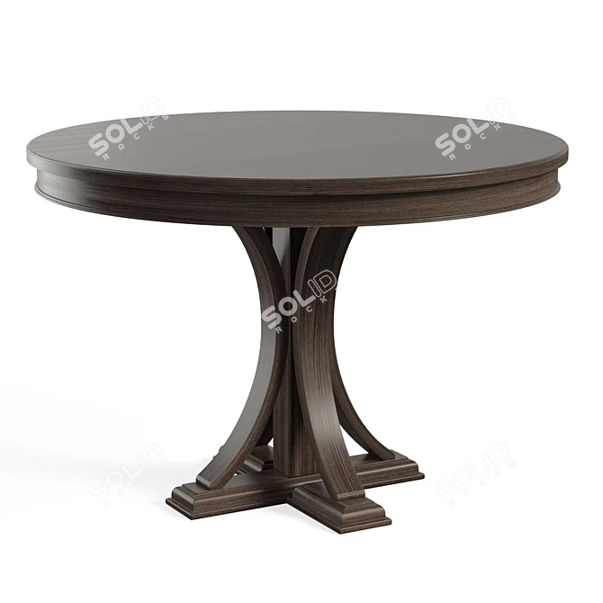 Elegant Distressed Grey Pedestal Table 3D model image 1