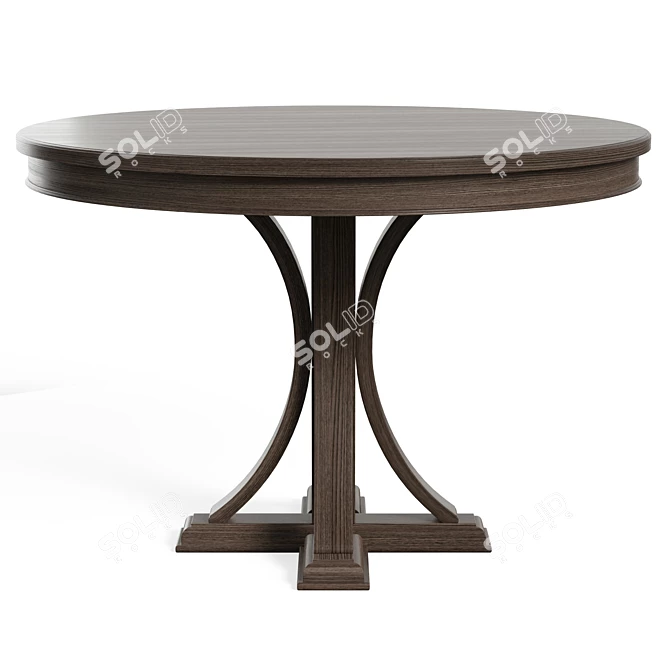 Elegant Distressed Grey Pedestal Table 3D model image 2