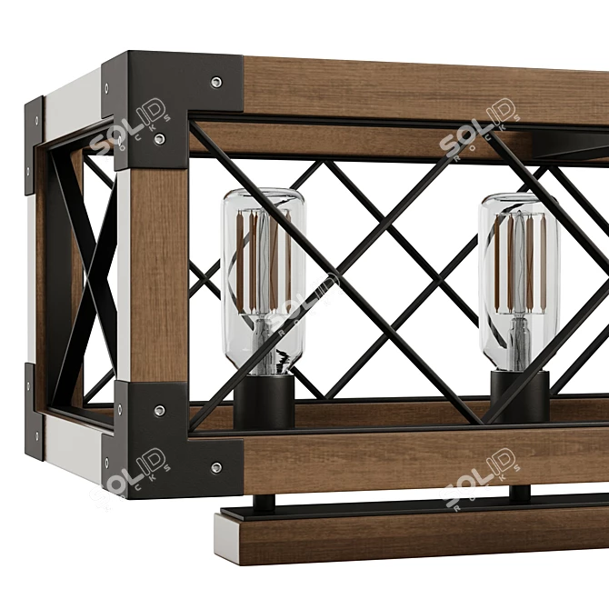 Rustic Wood Rectangle Chandelier 3D model image 5