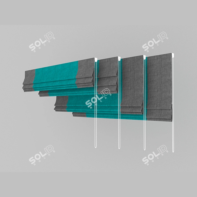 Turquoise Roman Curtains Set 3D model image 2