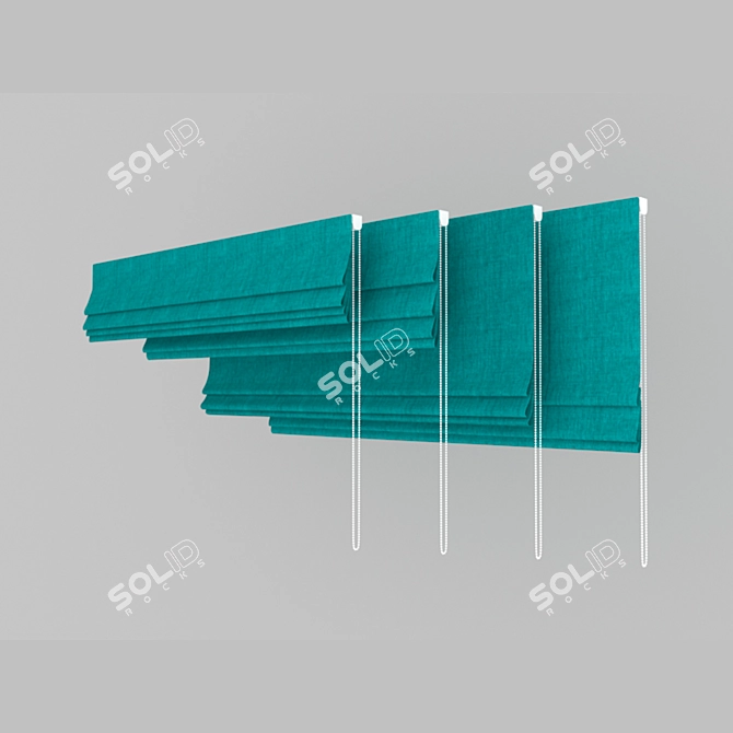 Turquoise Roman Curtains Set 3D model image 4