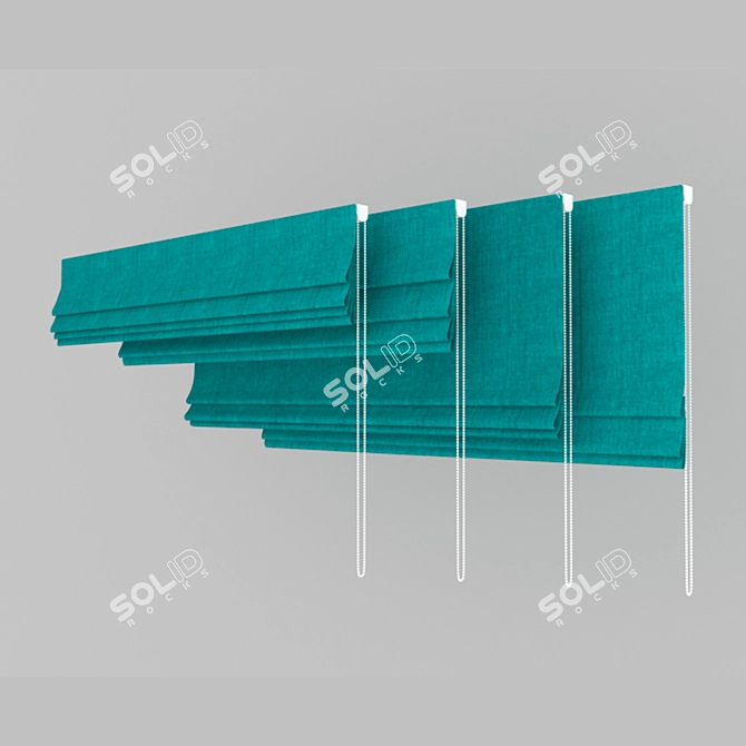 Turquoise Roman Curtains Set 3D model image 7