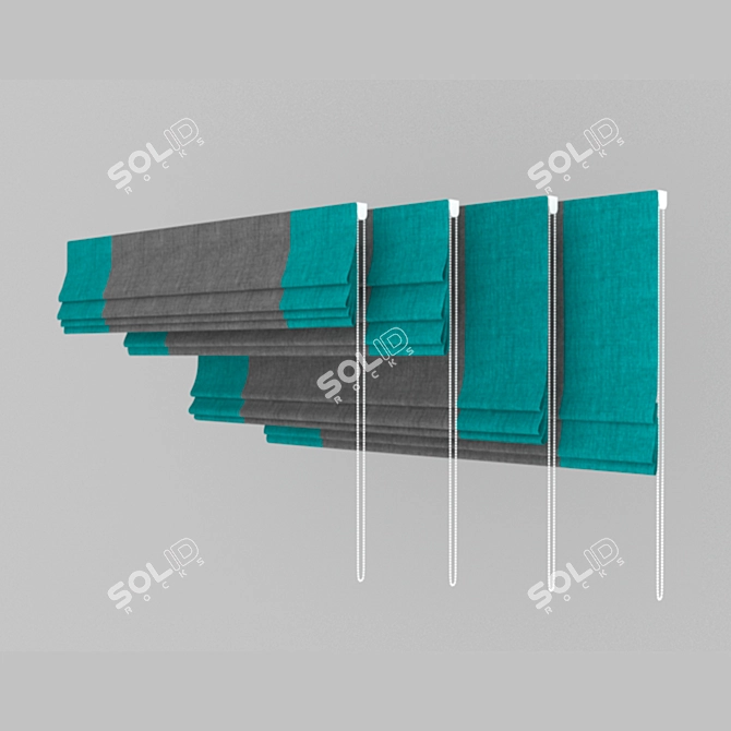 Turquoise Roman Curtains Set 3D model image 10