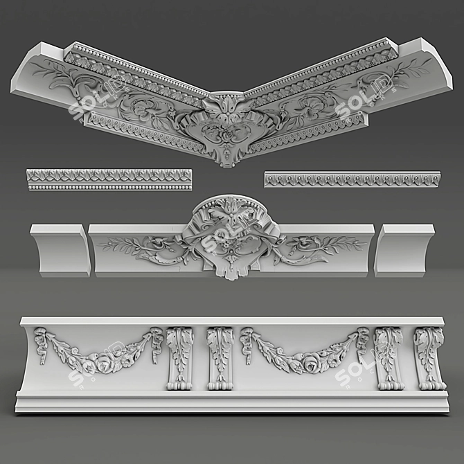 Elegant Gypsum Cornices: Sabur 3D model image 1