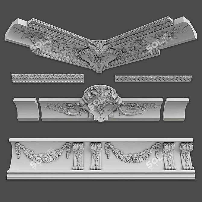 Elegant Gypsum Cornices: Sabur 3D model image 2