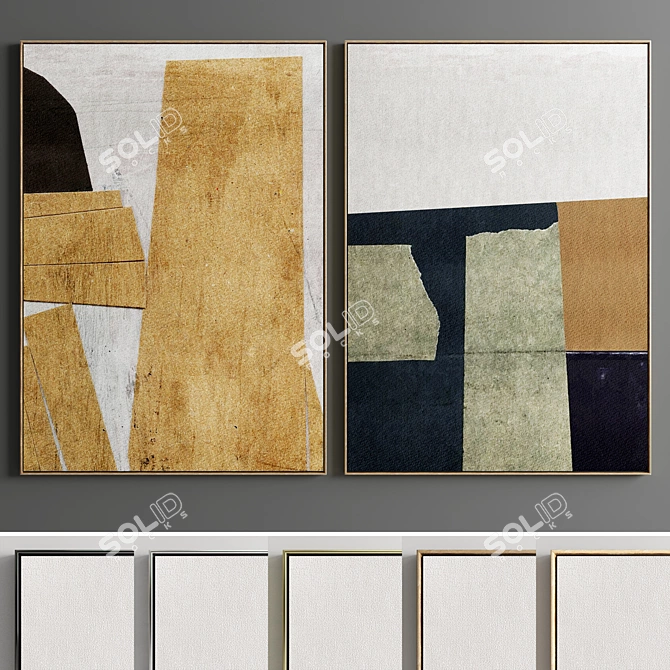 145 Photo Frame: Modern Minimal Abstract Paintings 3D model image 1