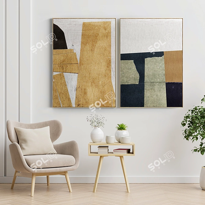 145 Photo Frame: Modern Minimal Abstract Paintings 3D model image 2