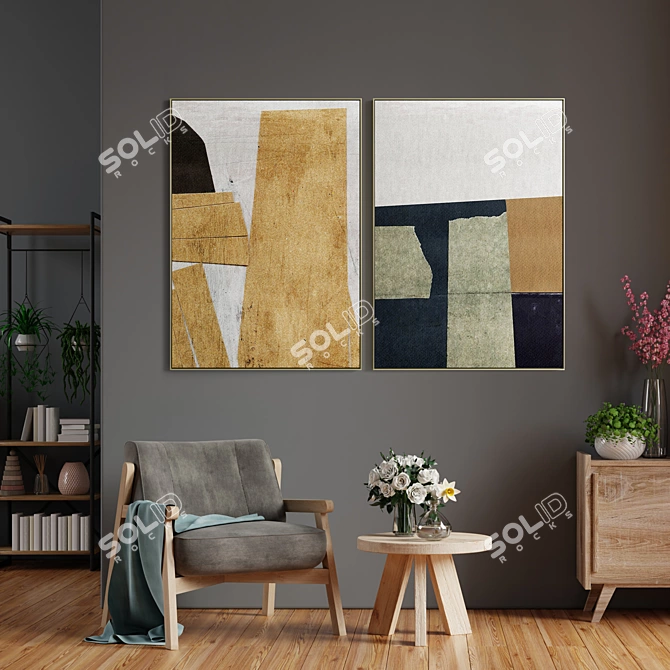 145 Photo Frame: Modern Minimal Abstract Paintings 3D model image 4
