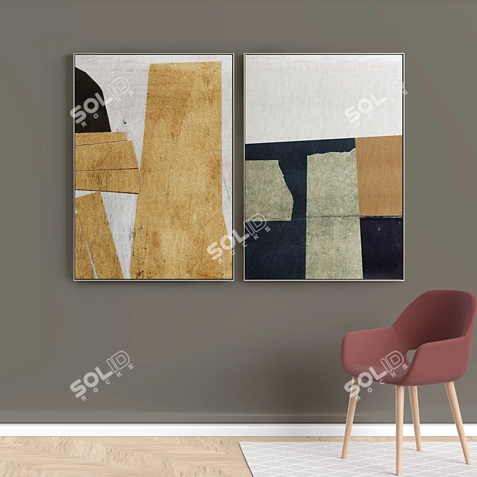145 Photo Frame: Modern Minimal Abstract Paintings 3D model image 5