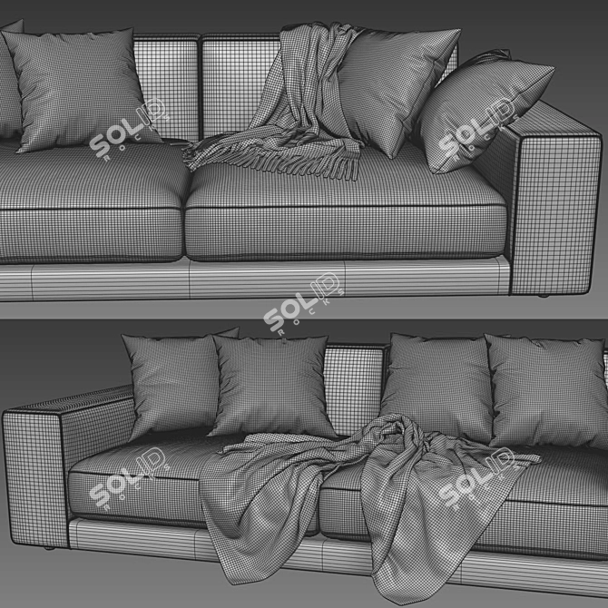 Modern Italian Buble 2-Seater Sofa 3D model image 4