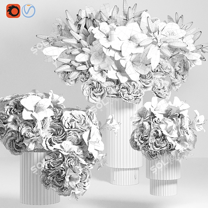 Elegant Glass Vase Collection 3D model image 2