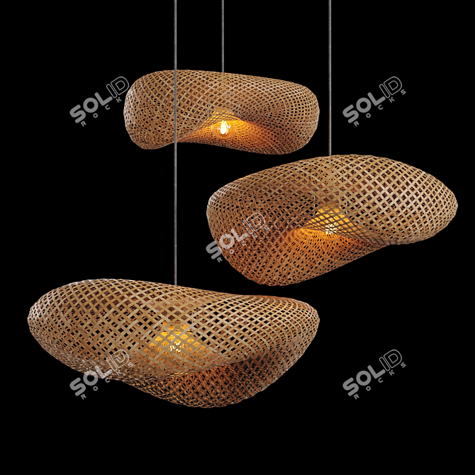 Translucent Rattan Pendant Lights 3D model image 1