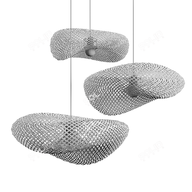 Translucent Rattan Pendant Lights 3D model image 3