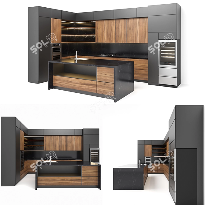 Modern Kitchen Model 03: Stylish and Efficient 3D model image 1