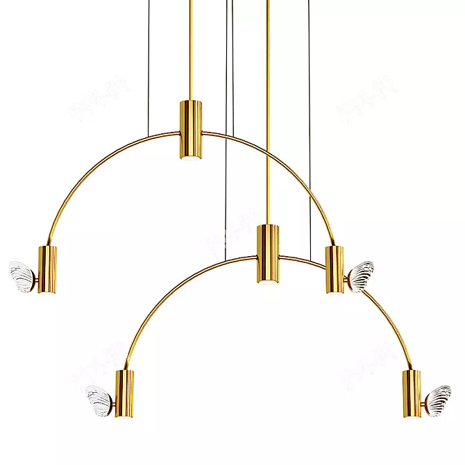 Golden Butterfly Pendant Lamp 3D model image 1