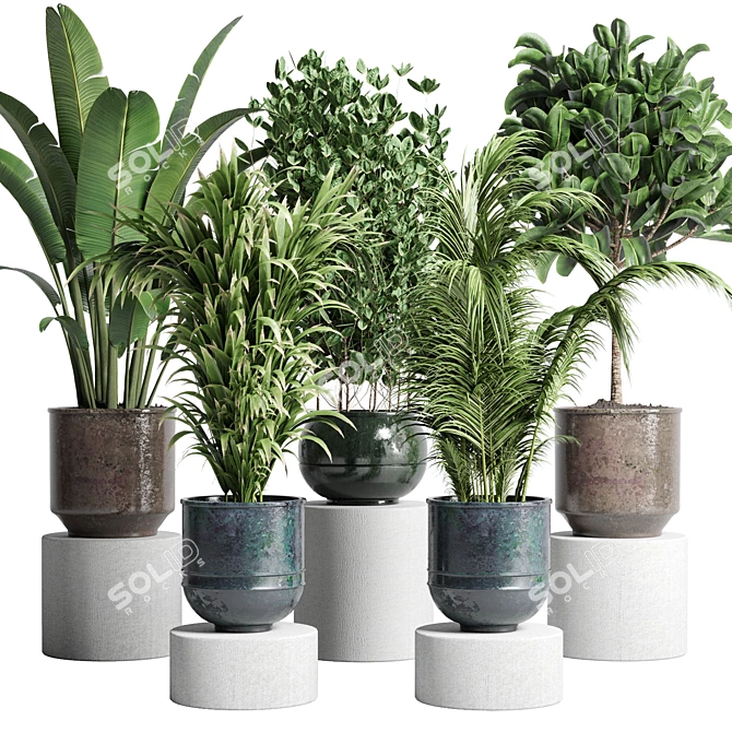 Title: Handmade Metal Vase Indoor Plant Collection 3D model image 1